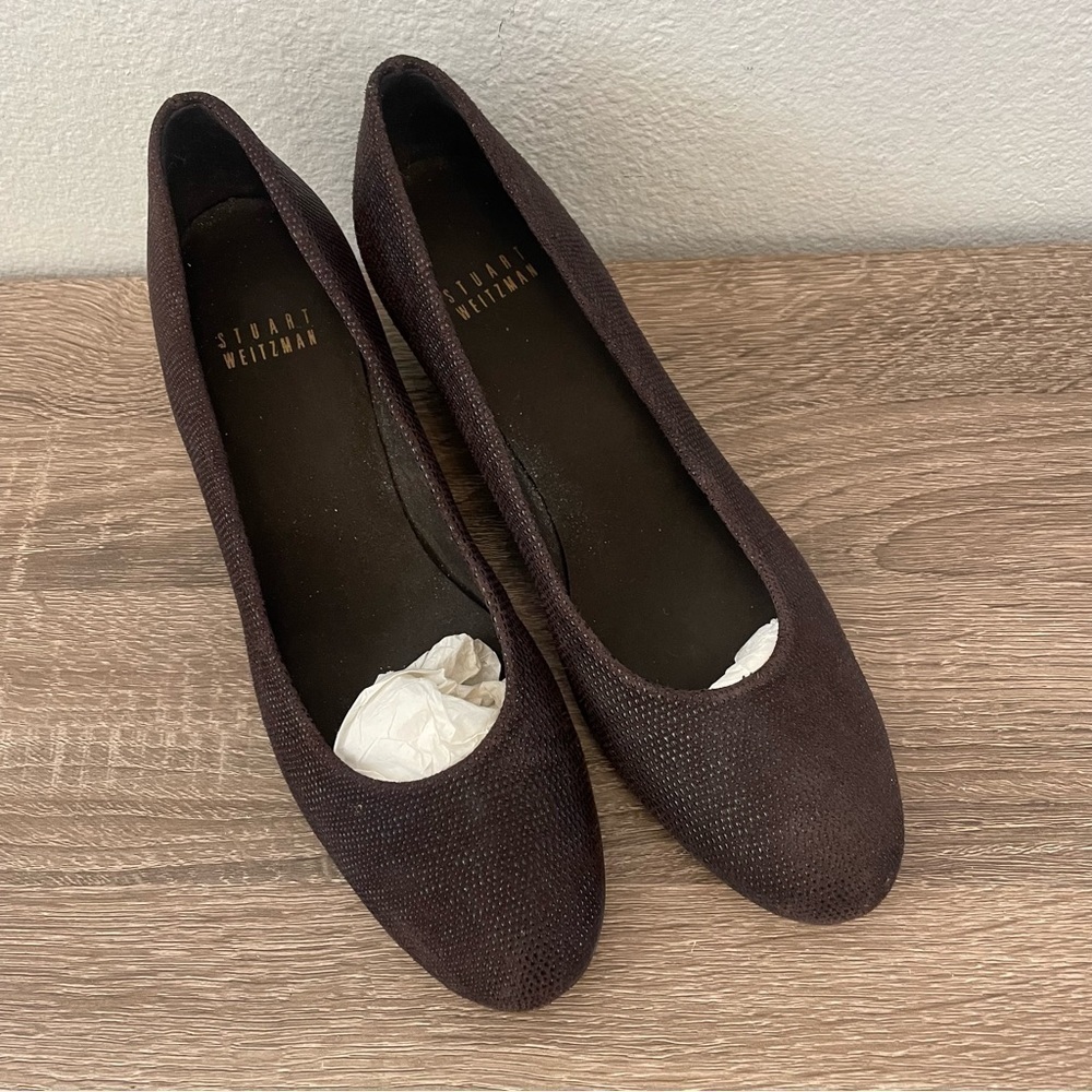 Stuart Weitzman Brown Sojourn Goosebump Wedge Pumps, Size 6.5N - Picture 2 of 9